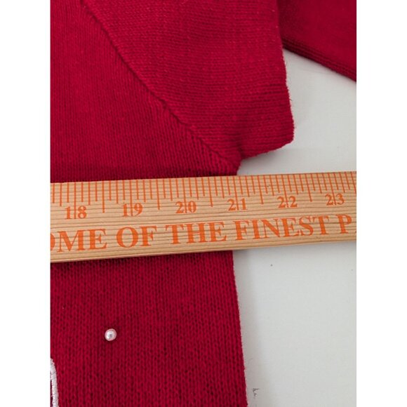 Vintage North Pole Cardigan Womens Size Medium Embroidered Beaded Christmas Red - Picture 15 of 16
